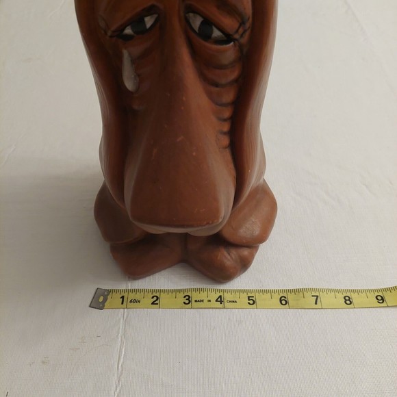 Vintage Brown Crying Basset Hound Mid Century Modern Ceramic Figurine MCM Decor - Picture 9 of 12